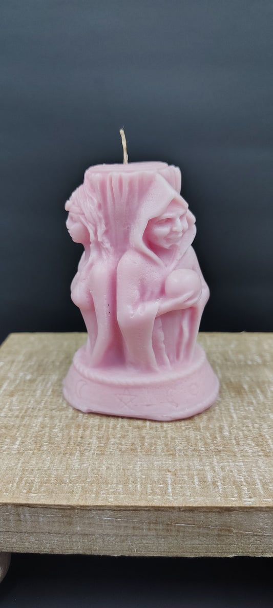 Triple Goddess Candle – Mother, Maiden & Crone, Custom Color, Custom Scent