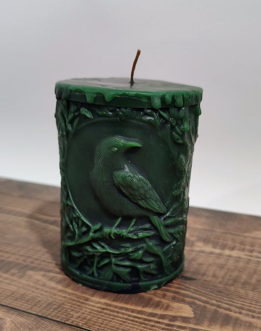 Crow Pillar Candle - Scented