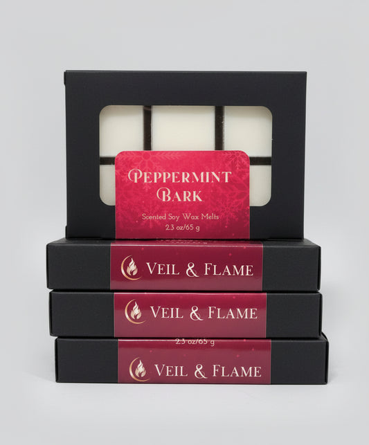 Peppermint Bark Wax Melt – Sweet Mint & Cocoa Holiday Scent  Soy Wax  Handmade Winter Gift