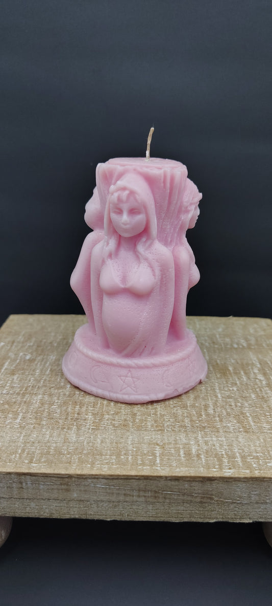 Triple Goddess Candle – Mother, Maiden & Crone, Custom Color, Custom Scent