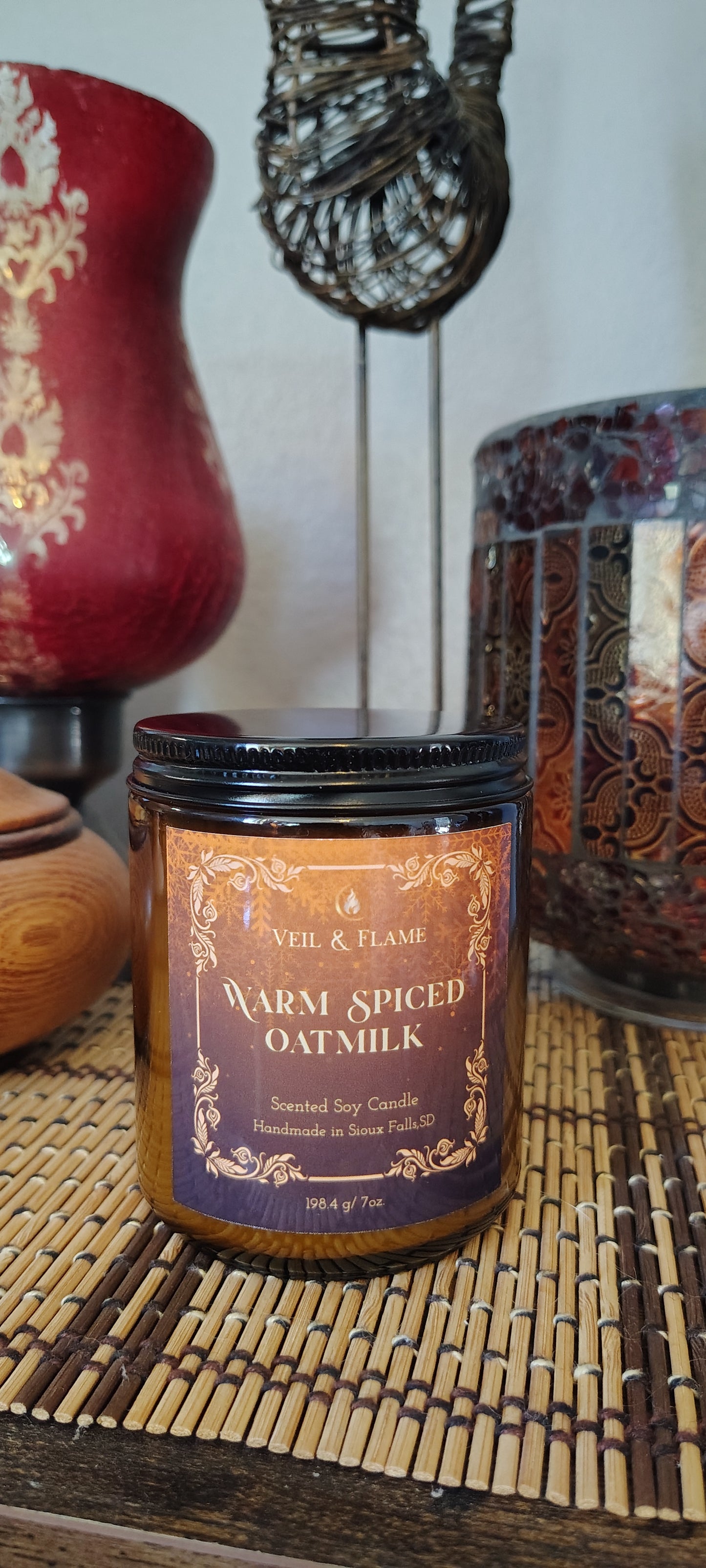 Warm Spiced Oat Milk Candle – Cozy Vanilla Cinnamon Scent  Holiday Comfort Soy Candle