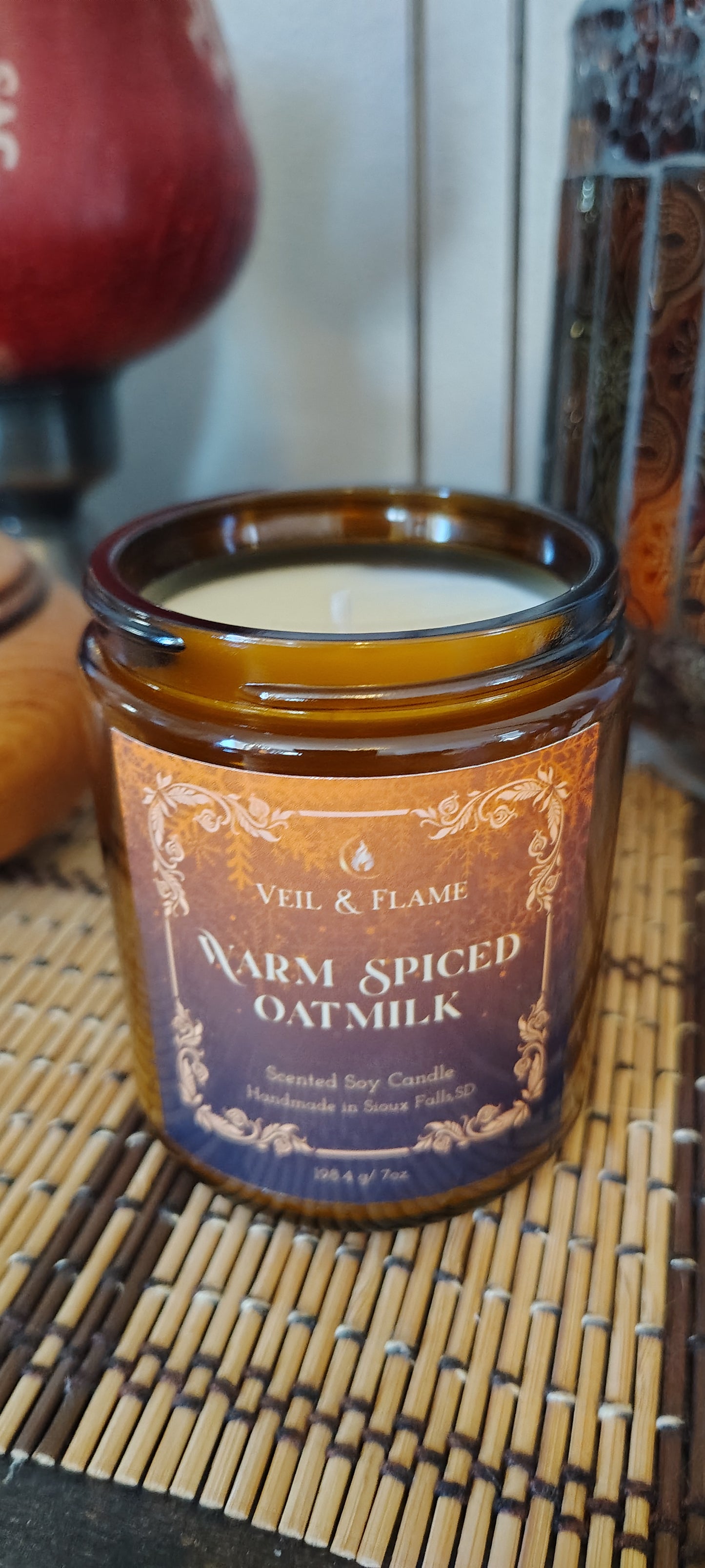 Warm Spiced Oat Milk Candle – Cozy Vanilla Cinnamon Scent  Holiday Comfort Soy Candle