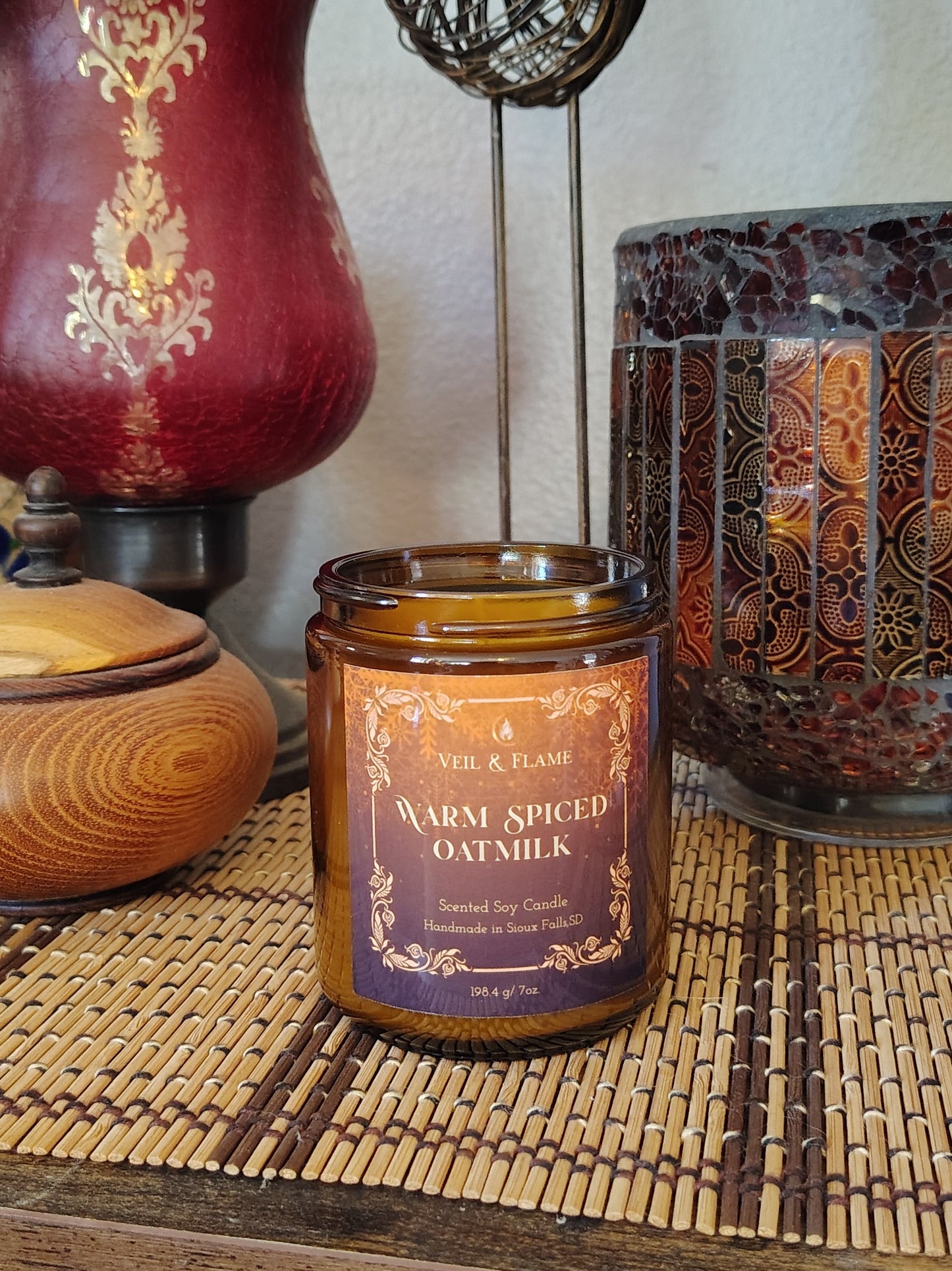Warm Spiced Oat Milk Candle – Cozy Vanilla Cinnamon Scent  Holiday Comfort Soy Candle