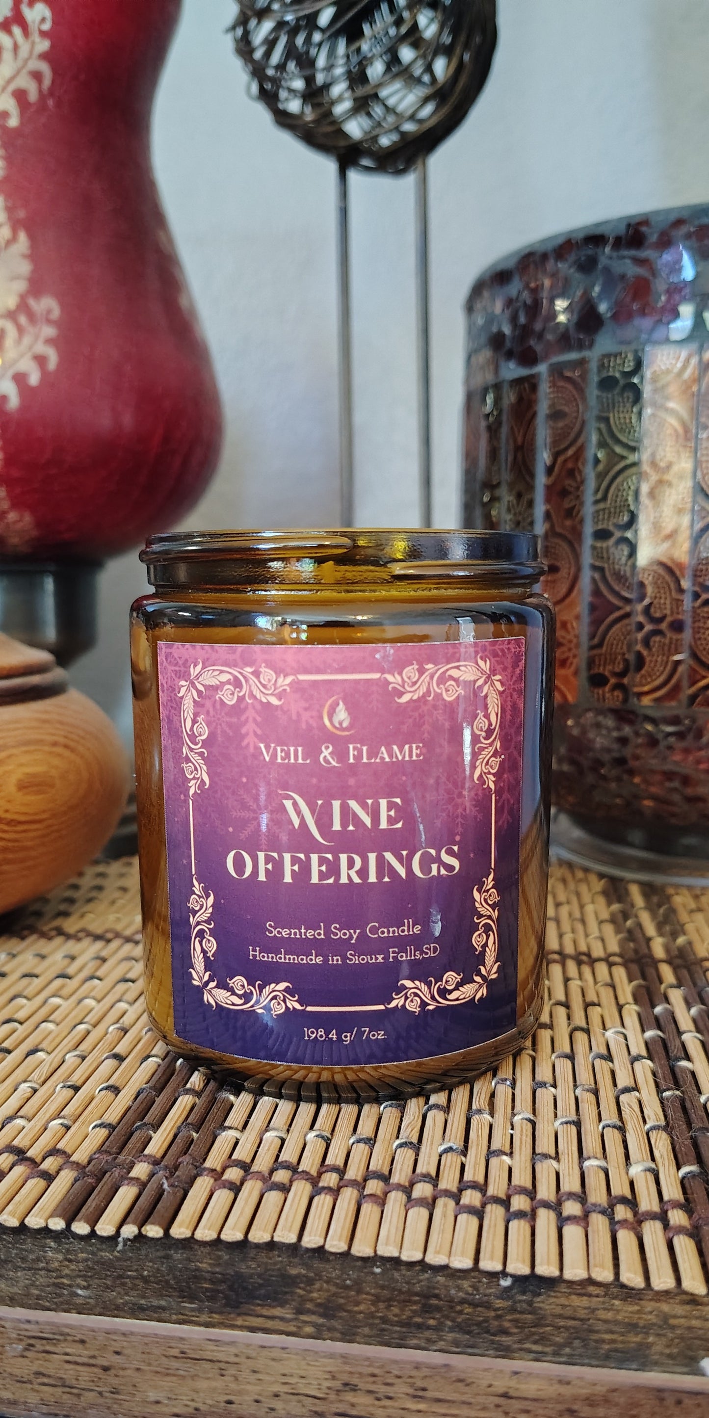 Wine Offerings Candle – Red Wine & Fig Scent  Cozy Holiday Soy Candle