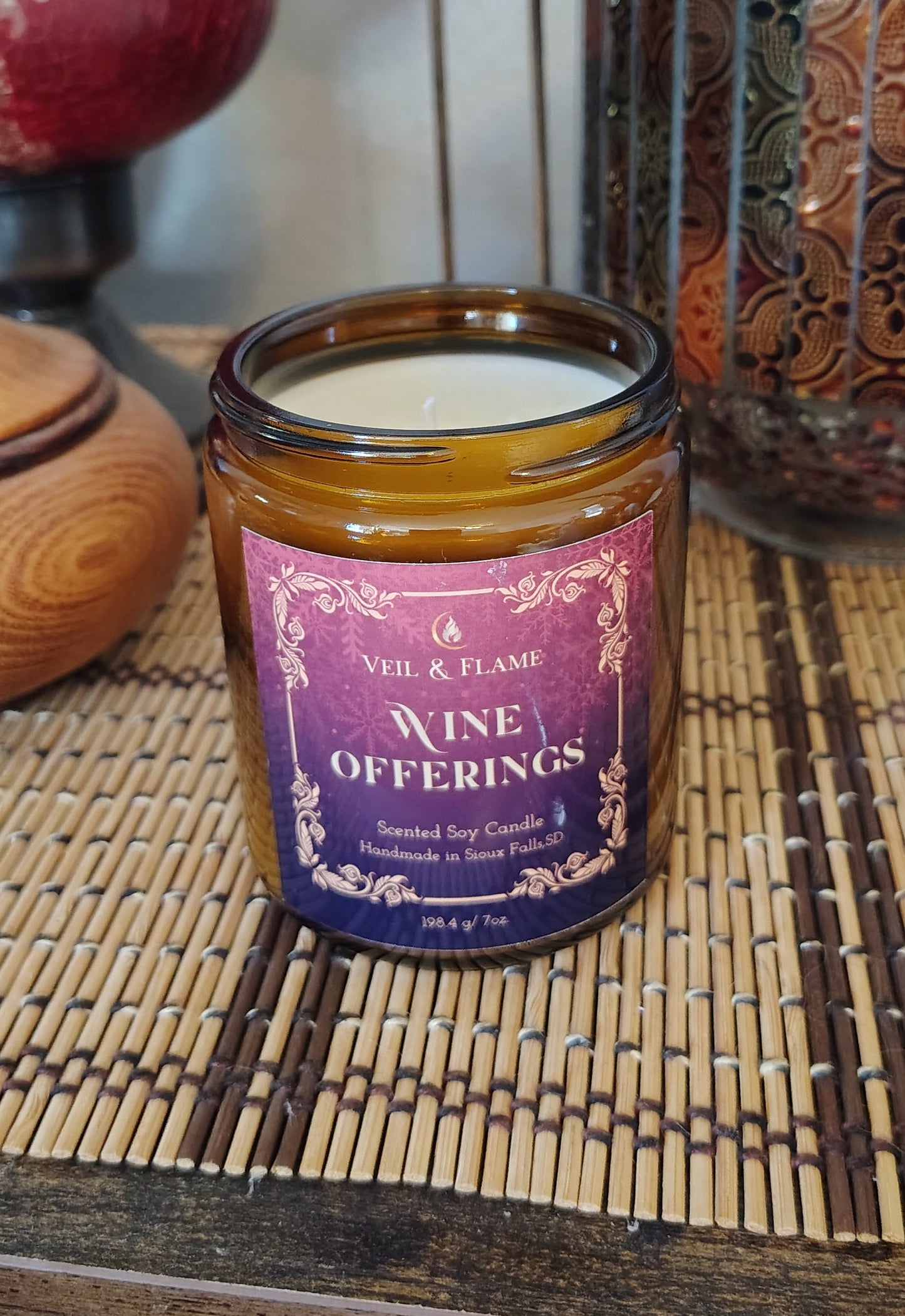 Wine Offerings Candle – Red Wine & Fig Scent  Cozy Holiday Soy Candle