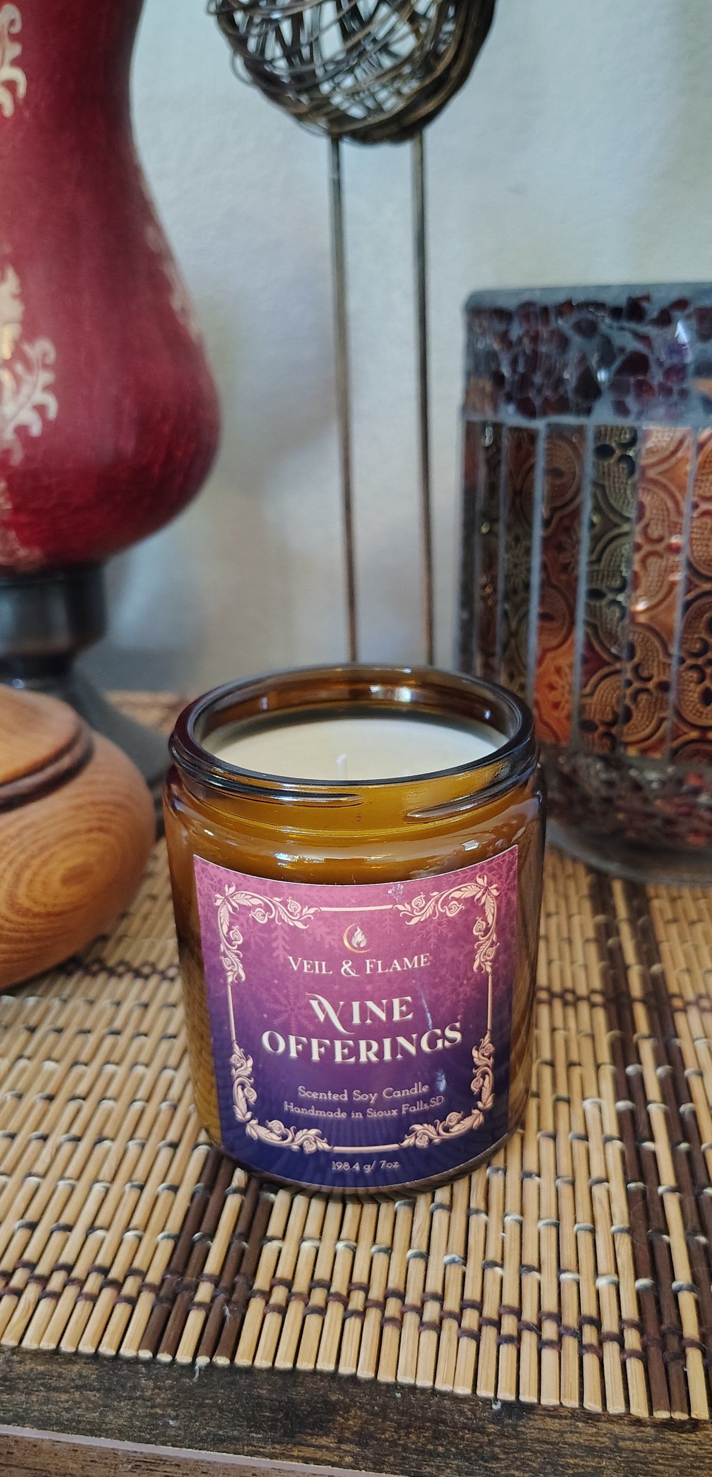 Wine Offerings Candle – Red Wine & Fig Scent  Cozy Holiday Soy Candle